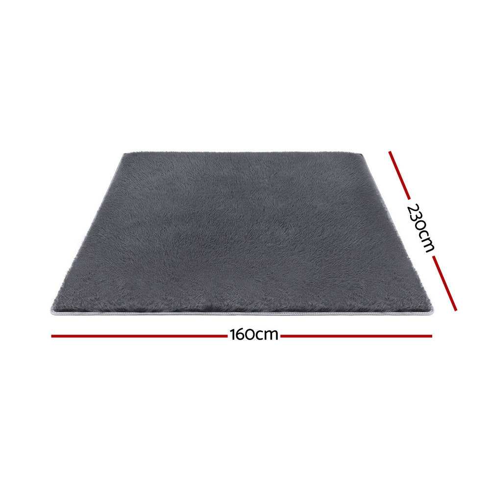 Artiss Floor Rug 160x230cm Plush Area Shaggy Rug Living Room Bedroom Carpet Grey-Home & Garden > Rugs > Floor Rugs-PEROZ Accessories