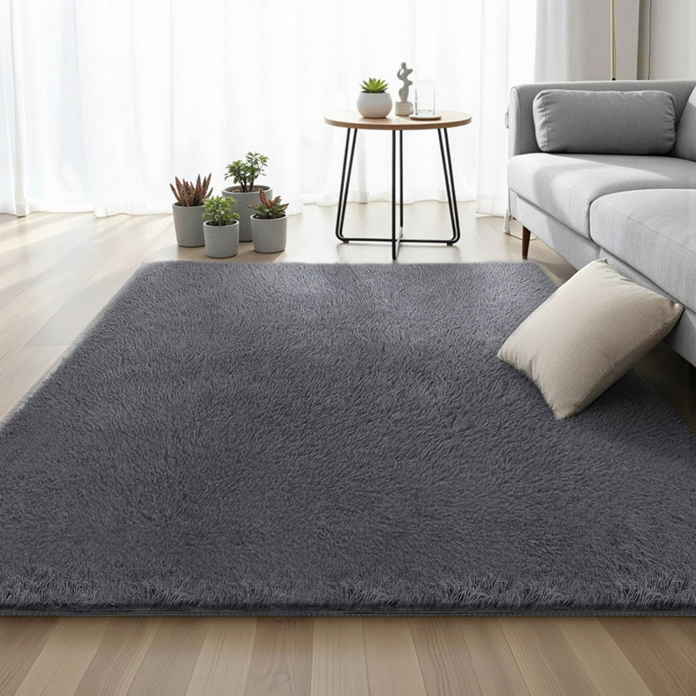 Artiss Floor Rug 160x230cm Plush Area Shaggy Rug Living Room Bedroom Carpet Grey-Home & Garden > Rugs > Floor Rugs-PEROZ Accessories