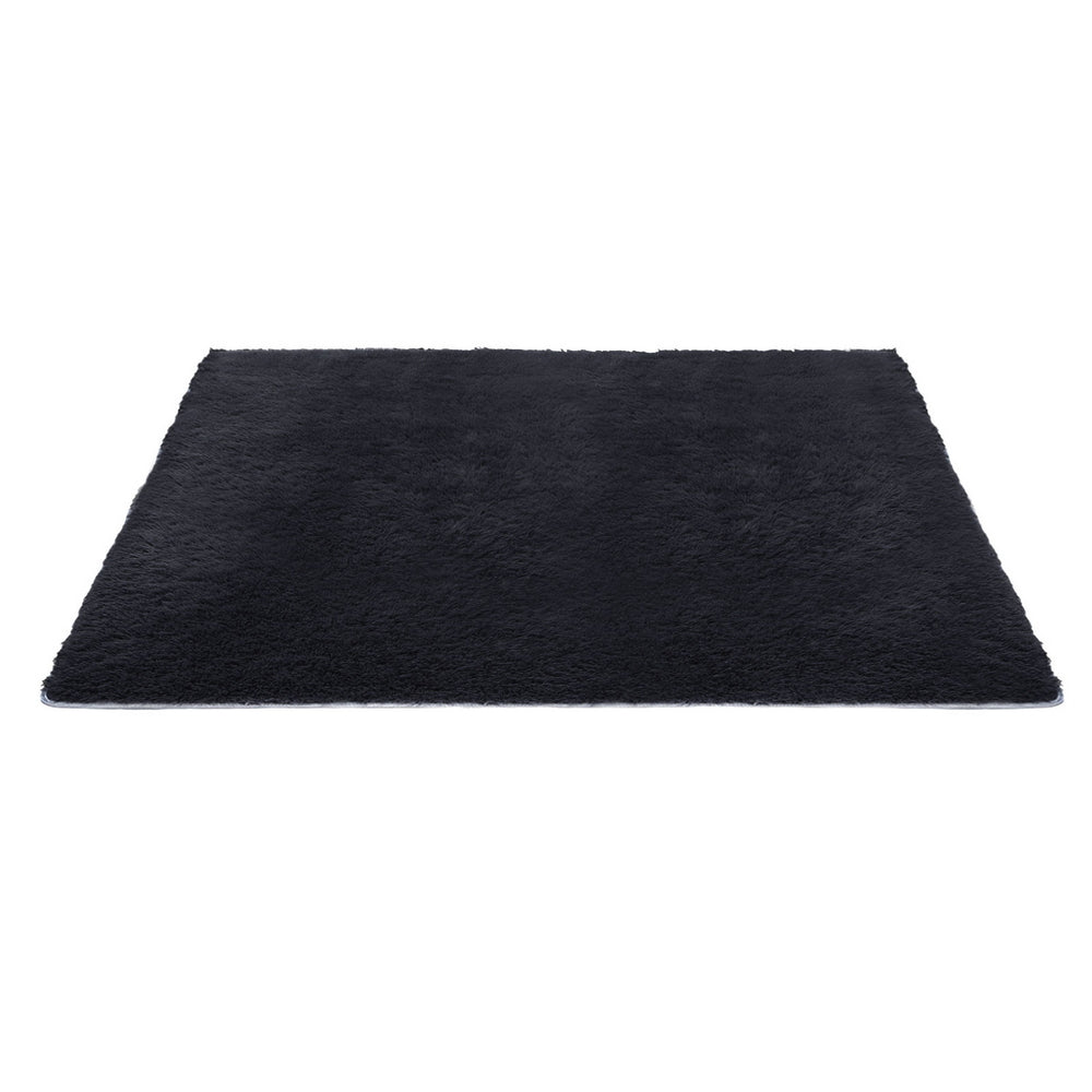 Artiss Floor Rug 200x230cm Plush Area Shaggy Rug Living Room Bedroom Carpet Black-Home & Garden > Rugs > Floor Rugs-PEROZ Accessories