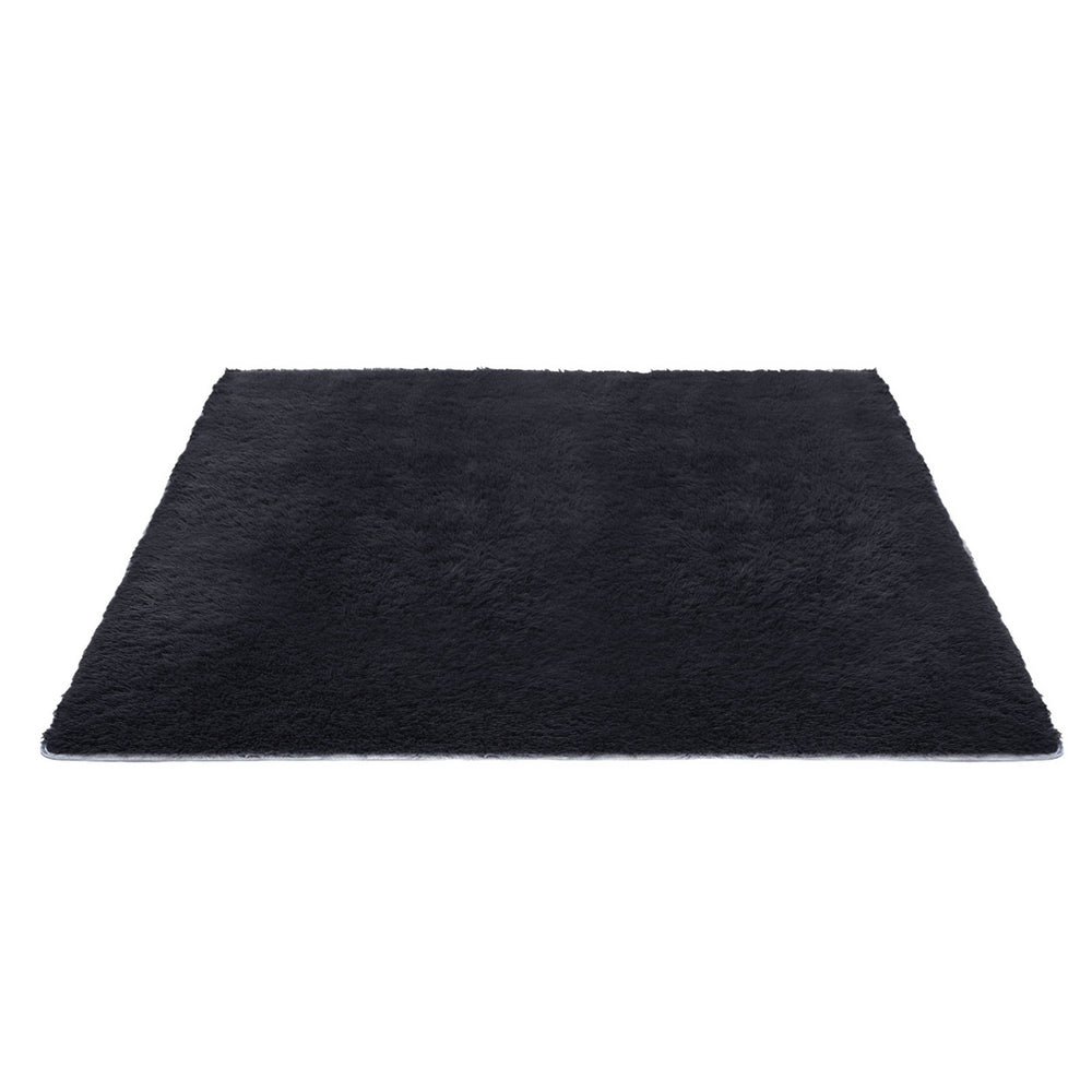 Artiss Floor Rug 200x290cm Plush Area Shaggy Rug Living Room Bedroom Carpet Black-Home & Garden > Rugs > Floor Rugs-PEROZ Accessories
