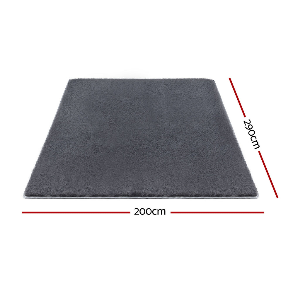 Artiss Floor Rug 200x290cm Plush Area Shaggy Rug Living Room Bedroom Carpet Grey-Home & Garden > Rugs > Floor Rugs-PEROZ Accessories
