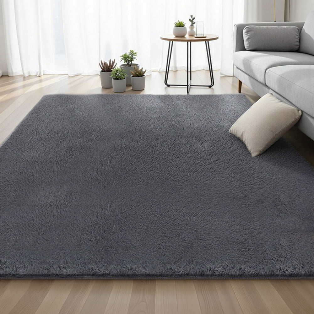 Artiss Floor Rug 200x290cm Plush Area Shaggy Rug Living Room Bedroom Carpet Grey-Home & Garden > Rugs > Floor Rugs-PEROZ Accessories