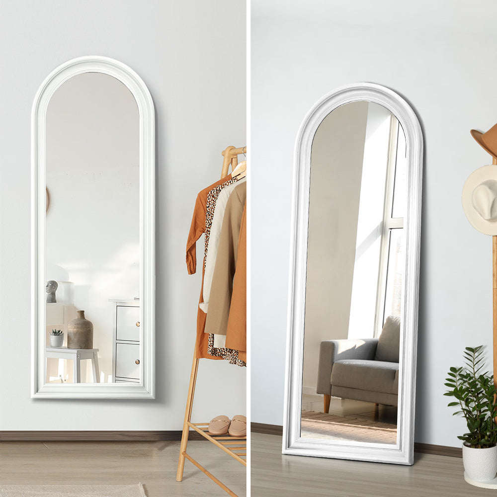 Oikiture Full Length Mirror Elegance Arch 165x60cm White Wood-Full Length Mirror-PEROZ Accessories