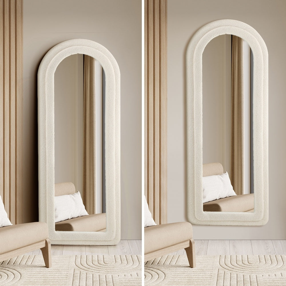 Oikiture Full Length Mirror Boucle Frame 1.6M Floor Mirrors-Full Length Mirror-PEROZ Accessories