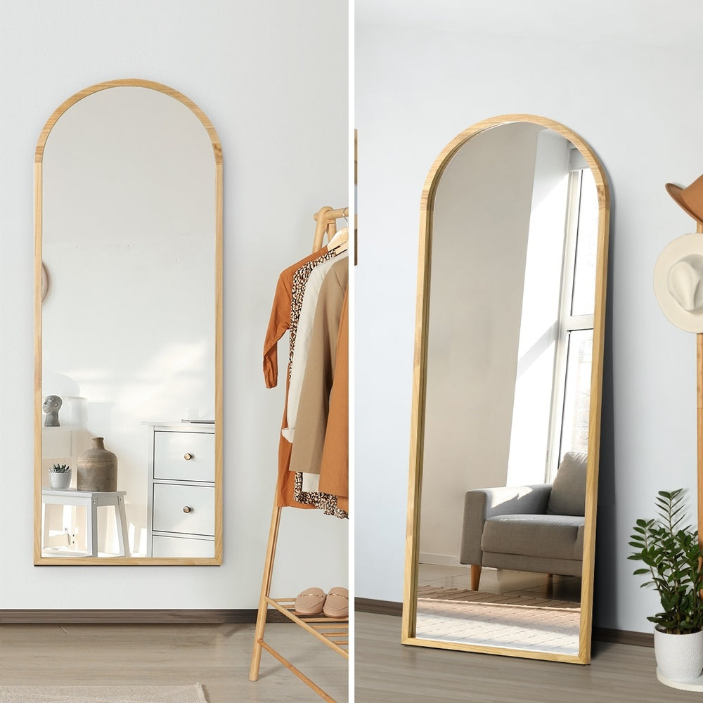 Oikiture Full Length Mirror Arched Wooden 166x60cm-Full Length Mirror-PEROZ Accessories