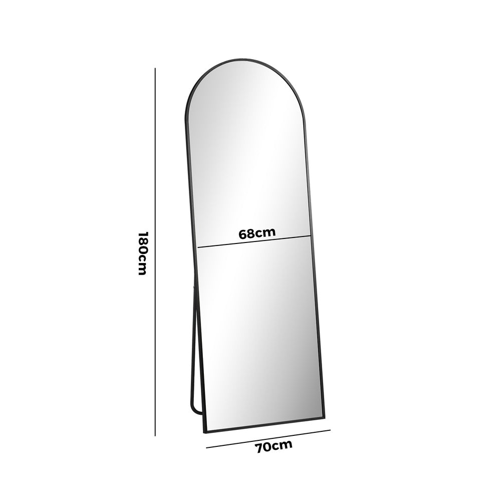 Oikiture 180x70cm Full Length Mirror Arched Floor Mirrors Black-Full Length Mirror-PEROZ Accessories