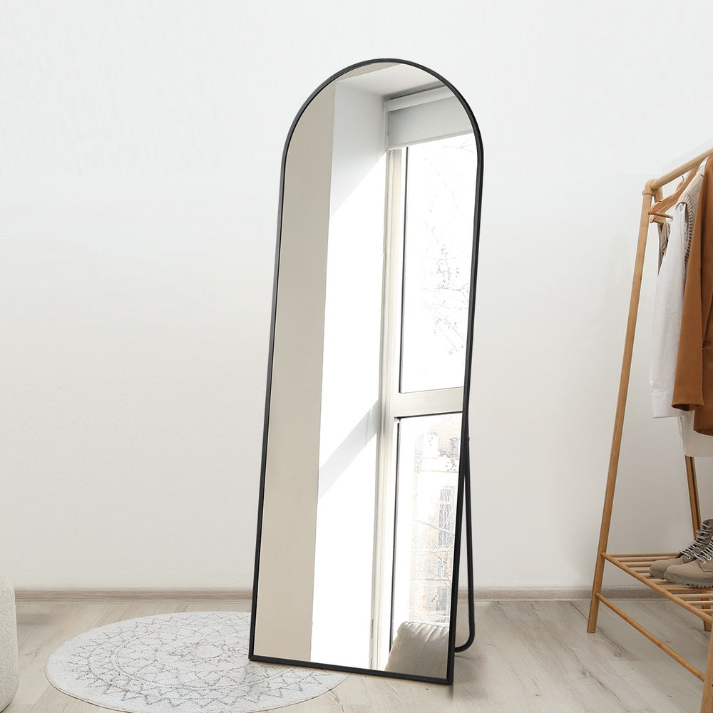 Oikiture 180x70cm Full Length Mirror Arched Floor Mirrors Black-Full Length Mirror-PEROZ Accessories