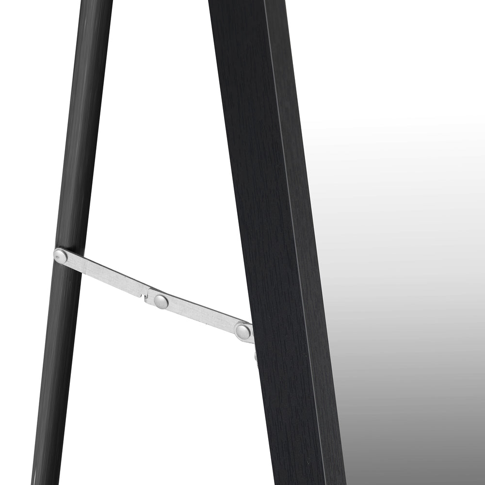 Oikiture Wooden Full Length Mirror Rectangle Free Standing Black-Full Length Mirrors-PEROZ Accessories