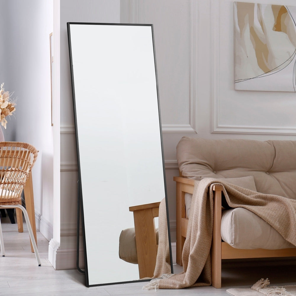 Oikiture 166x60cm Full Length Mirror Dressing Floor Mirrors Black-Full Length Mirror-PEROZ Accessories