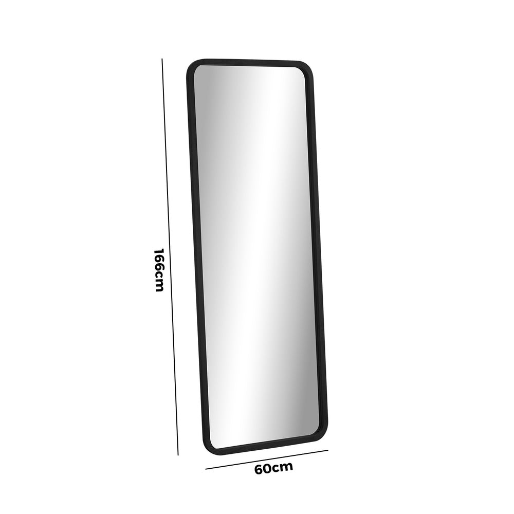 Oikiture Wooden Full Length Mirror 166x60cm Rectangle Floor Mirrors Black-Full Length Mirror-PEROZ Accessories