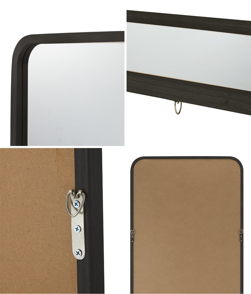 Oikiture Wooden Full Length Mirror 166x60cm Rectangle Floor Mirrors Black-Full Length Mirror-PEROZ Accessories