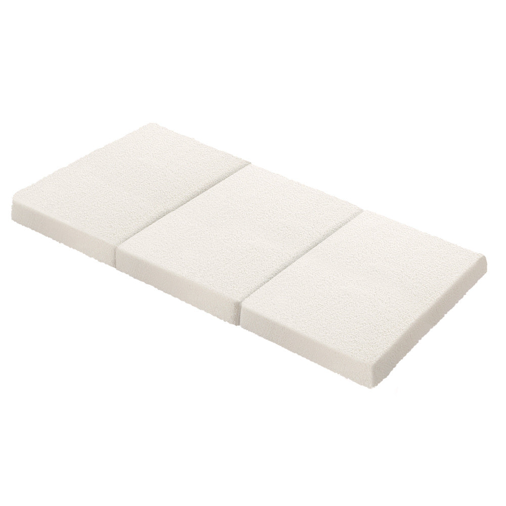 Bedra Folding Foam Mattress Sherpa Fleece Portable 3-fold Double-Folding Mattress Cushion-PEROZ Accessories