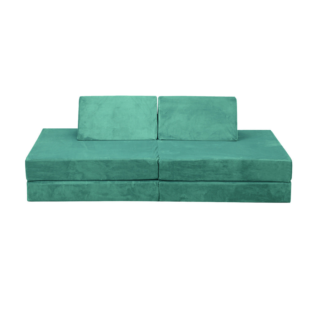 Oikiture 4Pcs Kids Play Couch Modular Lounge Cushion Green-Magic Couch-PEROZ Accessories