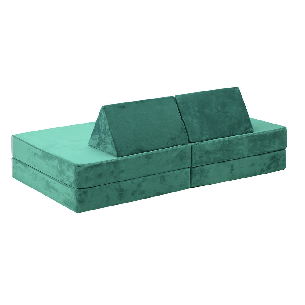 Oikiture 4Pcs Kids Play Couch Modular Lounge Cushion Green-Magic Couch-PEROZ Accessories