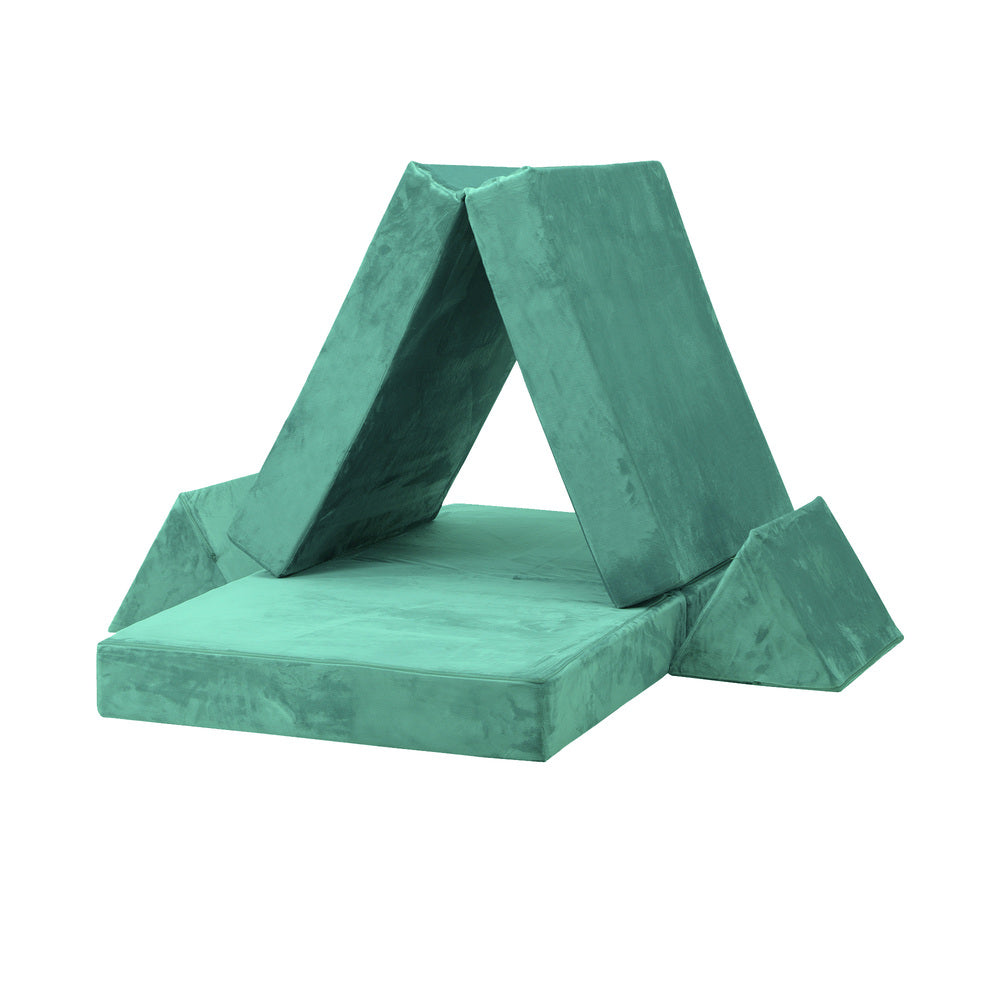 Oikiture 4Pcs Kids Play Couch Modular Lounge Cushion Green-Magic Couch-PEROZ Accessories