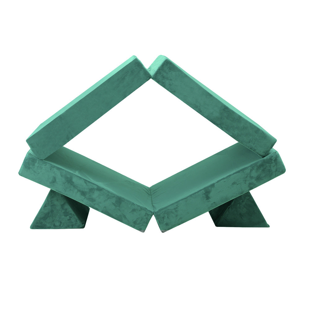 Oikiture 4Pcs Kids Play Couch Modular Lounge Cushion Green-Magic Couch-PEROZ Accessories