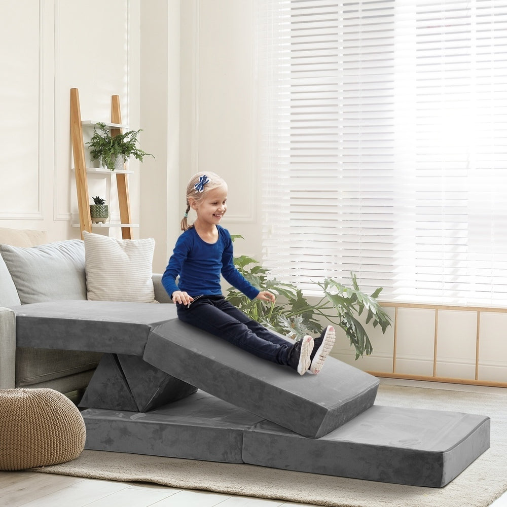 Mazam Kids Play Couch Modular Foam Sofa Bed DIY 2 Seater Grey-Magic Couch-PEROZ Accessories