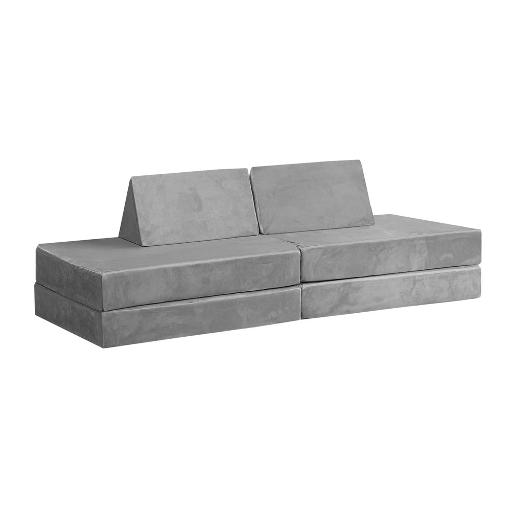 Mazam Kids Play Couch Modular Foam Sofa Bed DIY 2 Seater Grey-Magic Couch-PEROZ Accessories