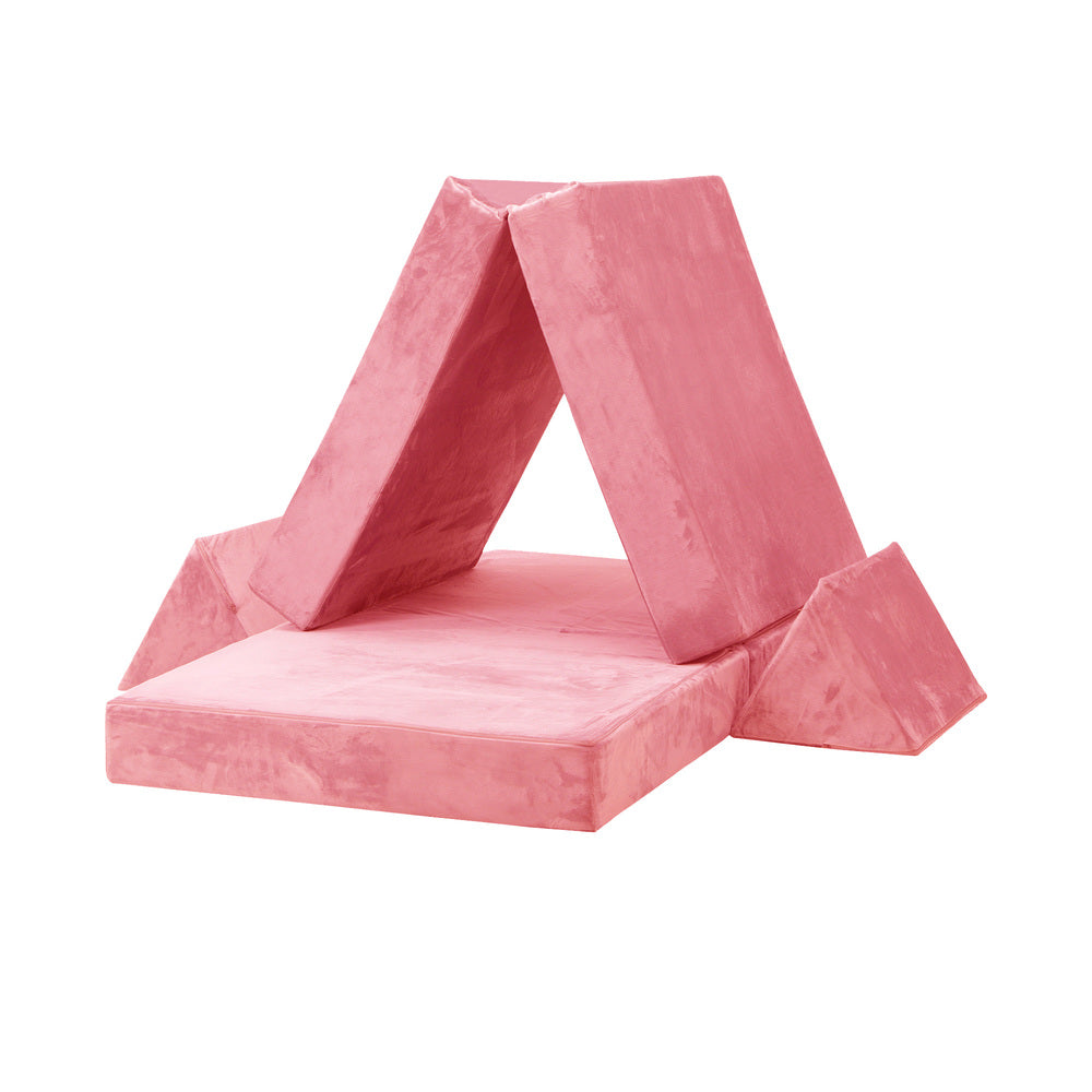 Oikiture 4Pcs Kids Play Couch Modular Lounge Cushion Pink-Magic Couch-PEROZ Accessories