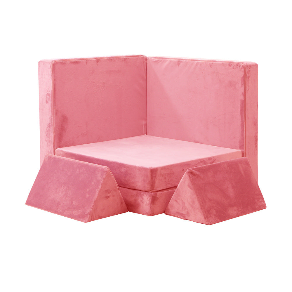 Oikiture 4Pcs Kids Play Couch Modular Lounge Cushion Pink-Magic Couch-PEROZ Accessories
