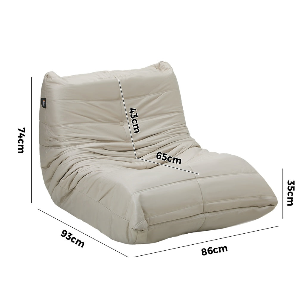 Oikiture 2X Floor Sofa Lounge Caterpillar Lazy Couch Single Pouffe Beige-Floor Lounge-PEROZ Accessories
