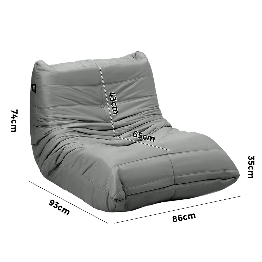 Oikiture Floor Sofa Lazy Couch Grey Polyester-Floor Lounge-PEROZ Accessories