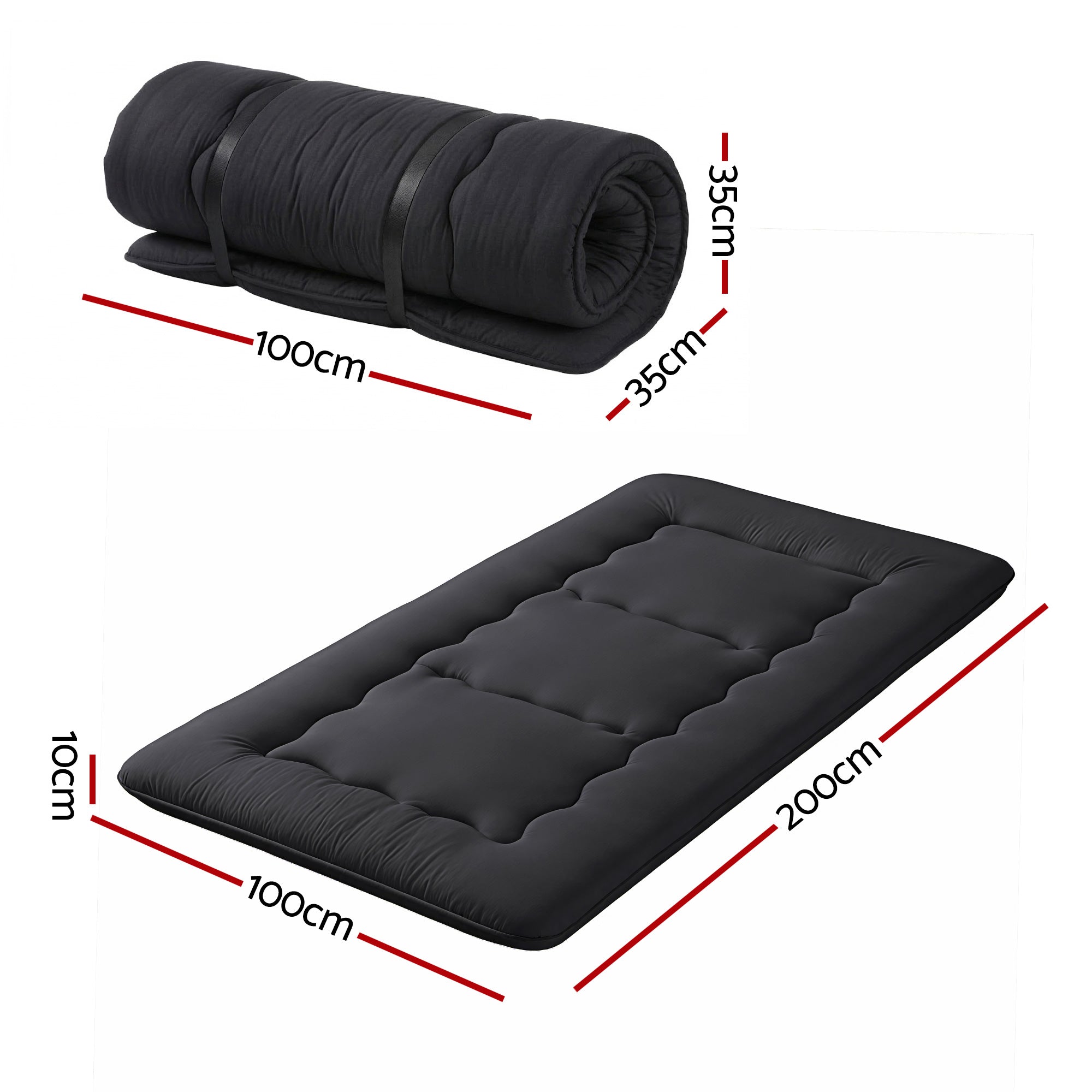 Giselle Bedding 10cm Japanese Floor Mattress Foldable Futon Mattress Washable Cover Straps-Furniture > Mattresses > Single Mattress-PEROZ Accessories