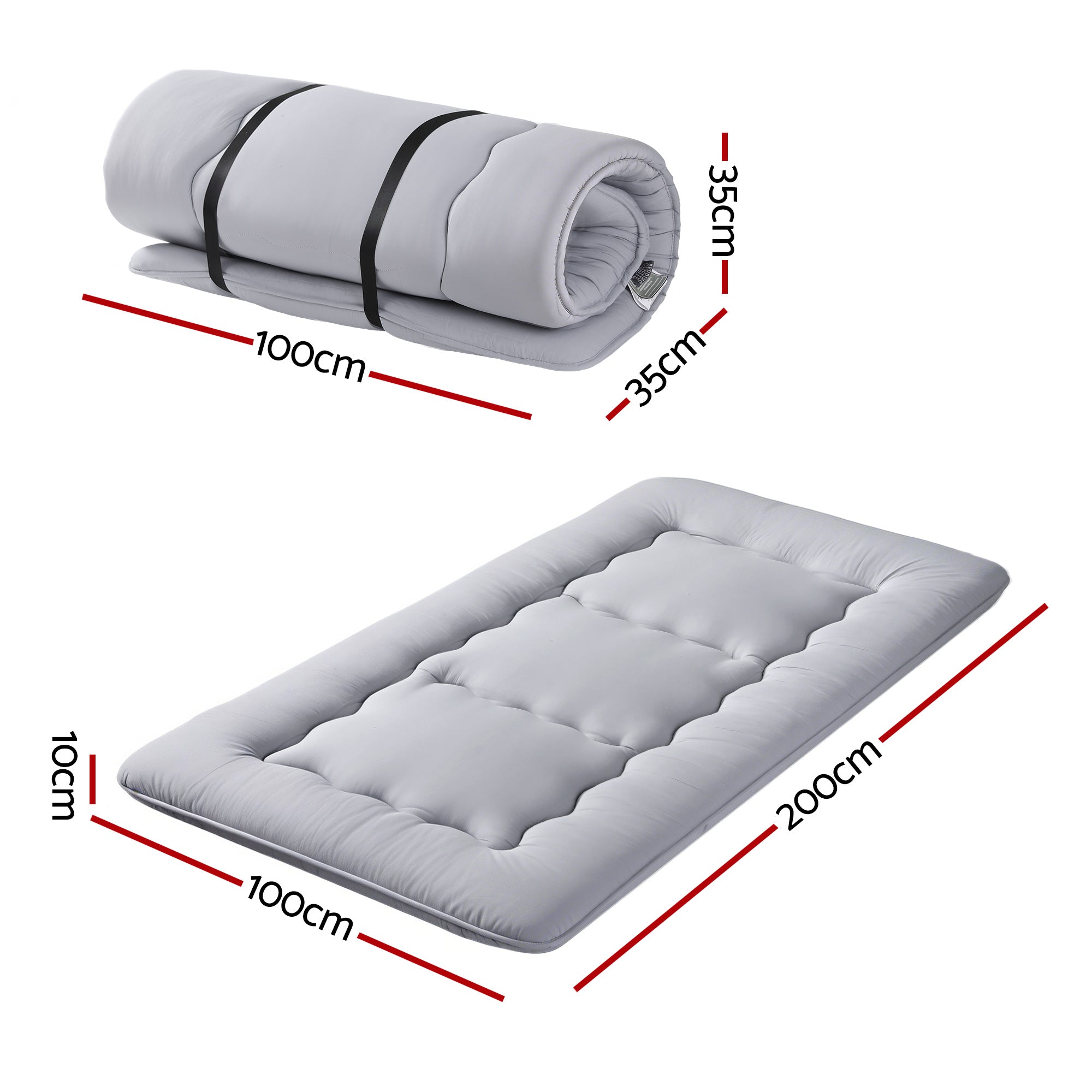 Giselle Bedding 10cm Japanese Floor Mattress Foldable Futon Mattress Washable Cover Straps-Furniture > Mattresses > Single Mattress-PEROZ Accessories