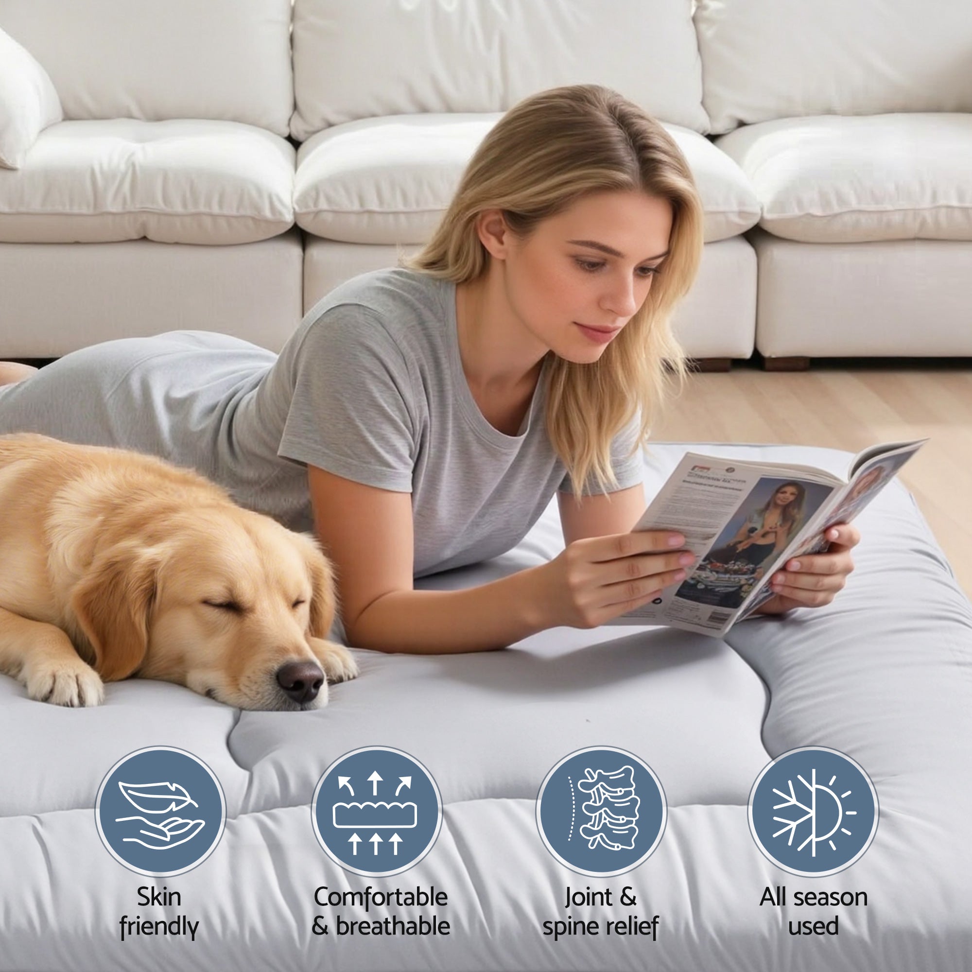 Giselle Bedding 10cm Japanese Floor Mattress Foldable Futon Mattress Washable Cover Straps-Furniture > Mattresses > Single Mattress-PEROZ Accessories