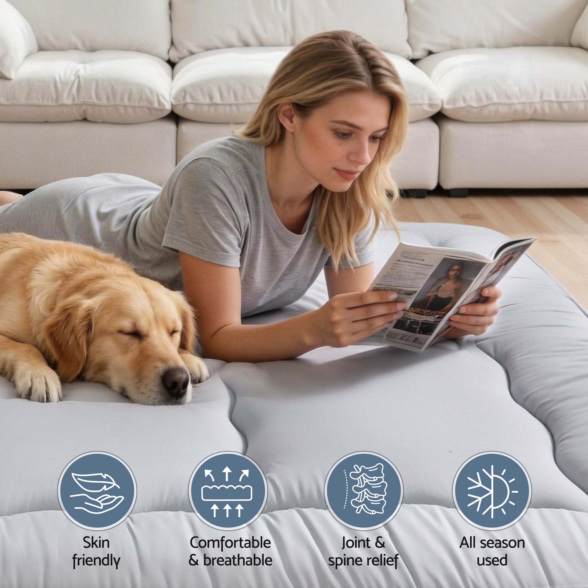 Giselle Bedding 10cm Japanese Floor Mattress Foldable Futon Mattress Washable Cover Straps-Furniture > Mattresses > Double Mattress-PEROZ Accessories