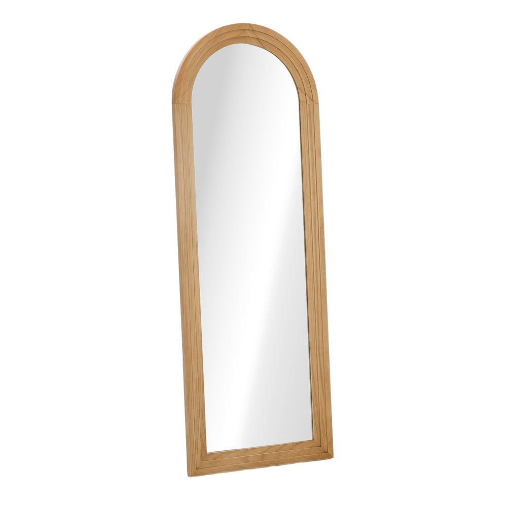 Oikiture Full Length Arch Mirror 165x60cm Natural Wood Wall Mounted-Full Length Mirror-PEROZ Accessories
