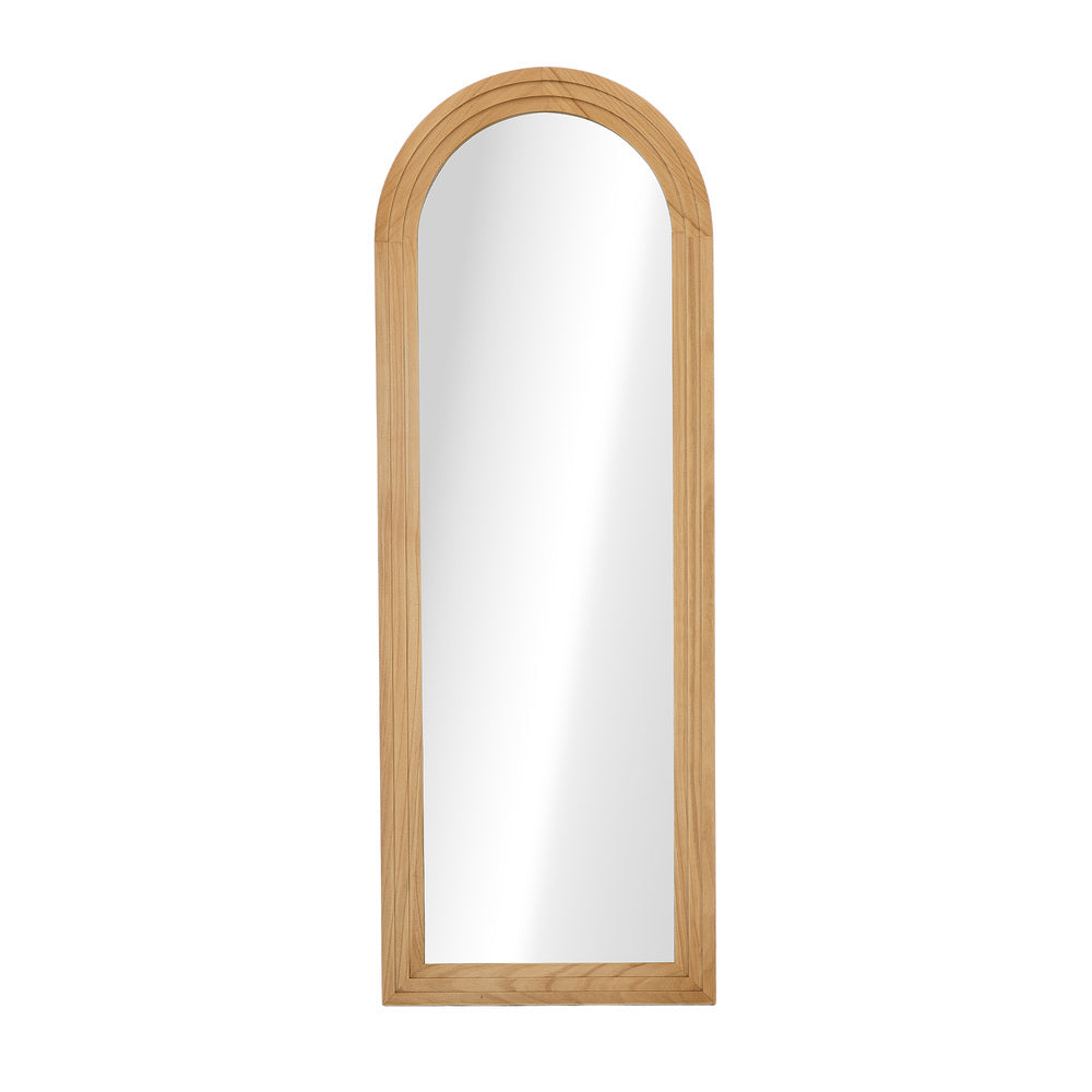Oikiture Full Length Arch Mirror 165x60cm Natural Wood Wall Mounted-Full Length Mirror-PEROZ Accessories