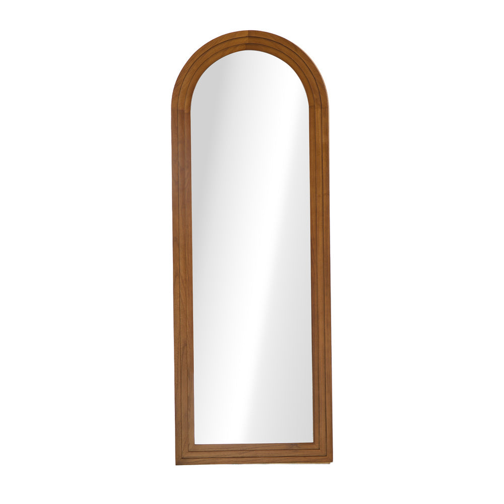 Oikiture Full Length Arch Mirror 165x60cm Brown Wood Wall Mounted-Full Length Mirror-PEROZ Accessories