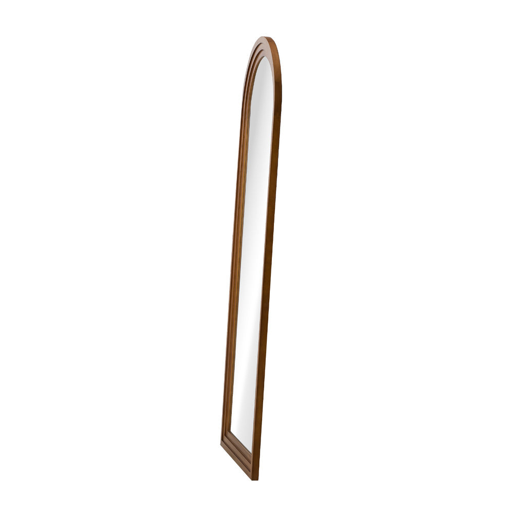 Oikiture Full Length Arch Mirror 165x60cm Brown Wood Wall Mounted-Full Length Mirror-PEROZ Accessories