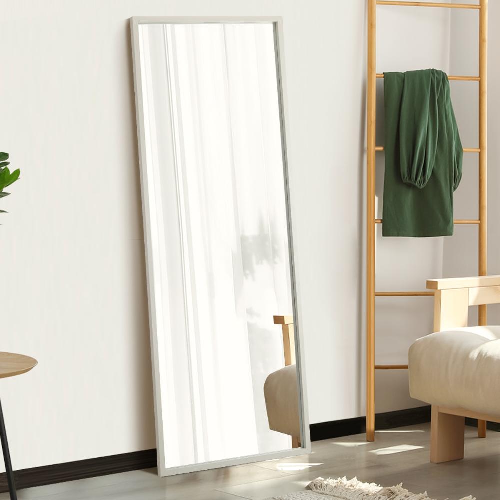 Oikiture Wooden Full Length Mirror Rectangle Free Standing White-Full Length Mirrors-PEROZ Accessories