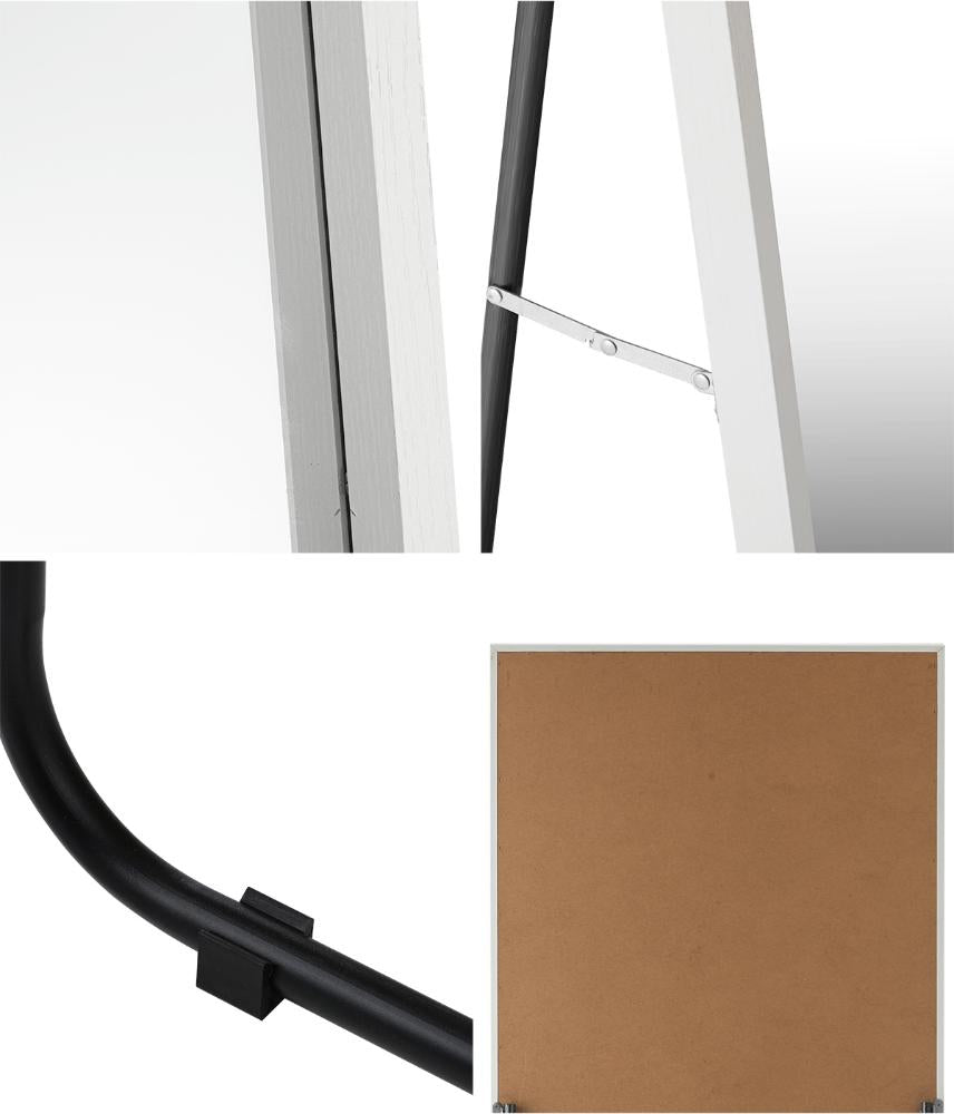 Oikiture Wooden Full Length Mirror Rectangle Free Standing White-Full Length Mirrors-PEROZ Accessories