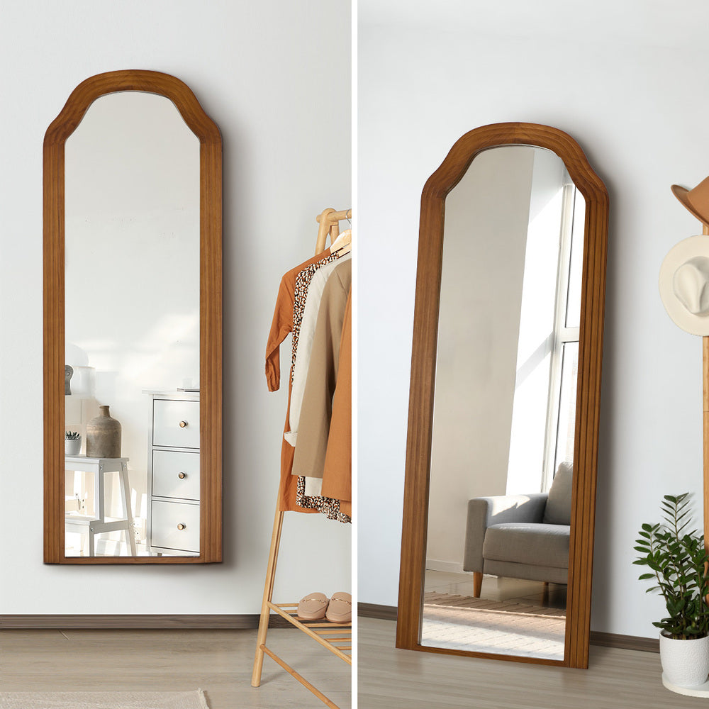 Oikiture Full Length Floor Makeup Mirrors 165x60cm Brown Wood Bedroom-Full Length Mirror-PEROZ Accessories
