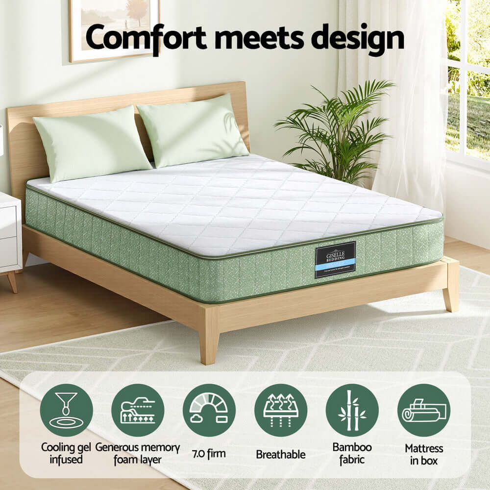 Giselle 25cm Memory Foam Mattress Dual Layer Zipper Cover Cool Charcoal Foam Mattresses Queen-Furniture > Mattresses > Queen Mattress-PEROZ Accessories