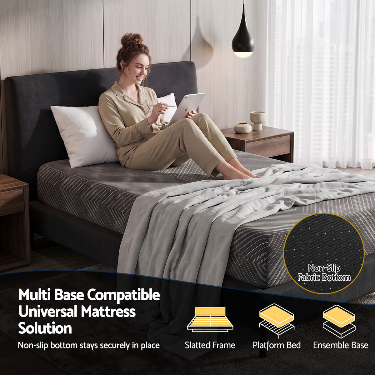 Giselle 25cm King Single Memory Foam Mattress Gel Infused Foam Removable Cover-Furniture > Bedroom > Beds & Bed Frames-PEROZ Accessories