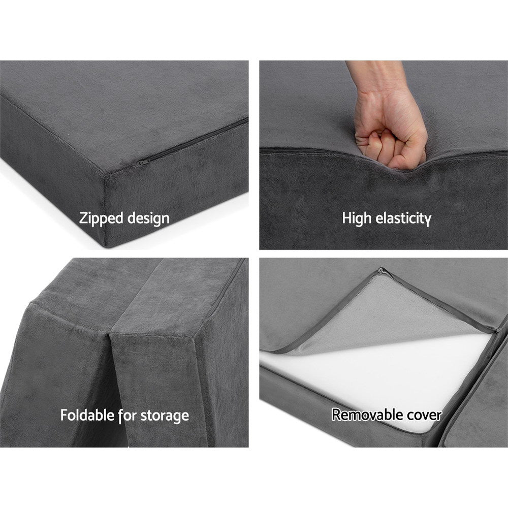 Giselle Bedding Foldable Mattress Folding Foam Bed Mat Double Grey-Mattress-PEROZ Accessories