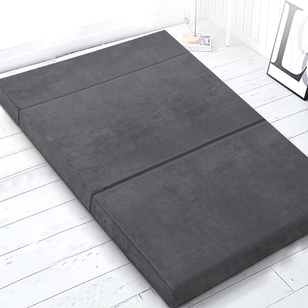 Giselle Bedding Foldable Mattress Folding Foam Bed Mat Double Grey-Mattress-PEROZ Accessories