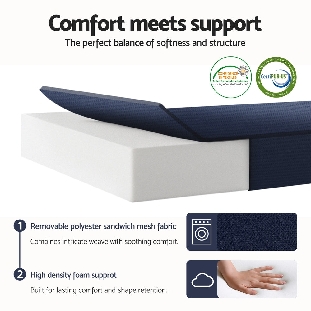 Giselle Foldable Mattress Folding Foam Mattresses Portable Floor Mat Blue Double-Furniture > Mattresses > Double Mattress-PEROZ Accessories