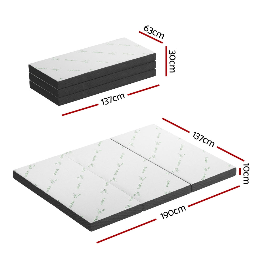 Giselle Bedding Foldable Mattress Folding Foam Double Bamboo-Home & Garden > Garden Beds > Garden Beds & Planters-PEROZ Accessories