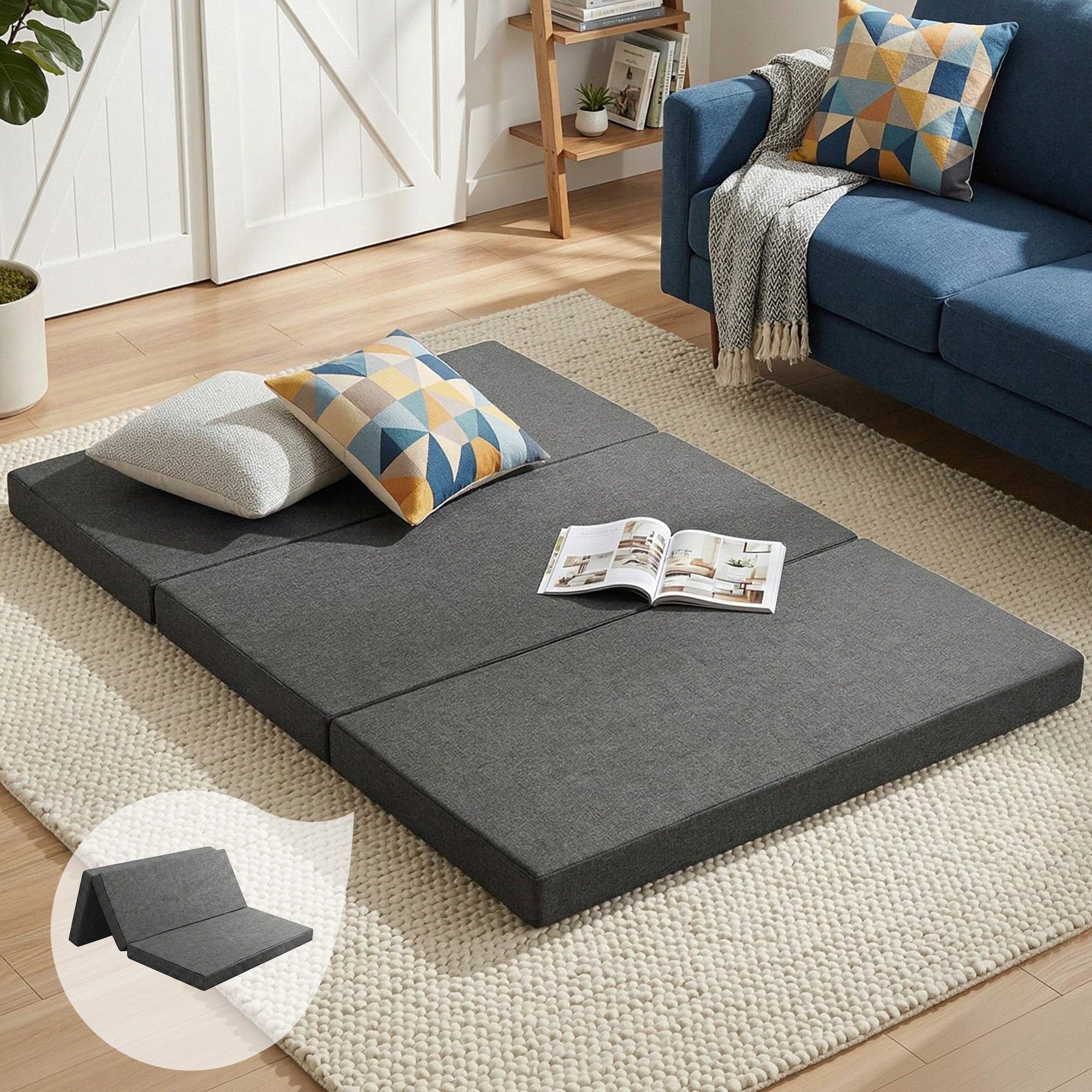 Giselle Bedding Foldable Mattress Folding Foam Double Grey-Mattress-PEROZ Accessories