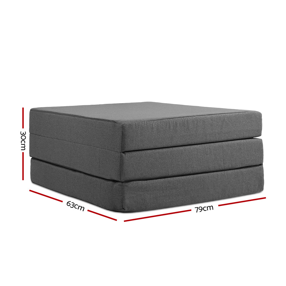 Giselle Bedding Foldable Mattress Folding Foam Bed Single Grey-Mattress-PEROZ Accessories