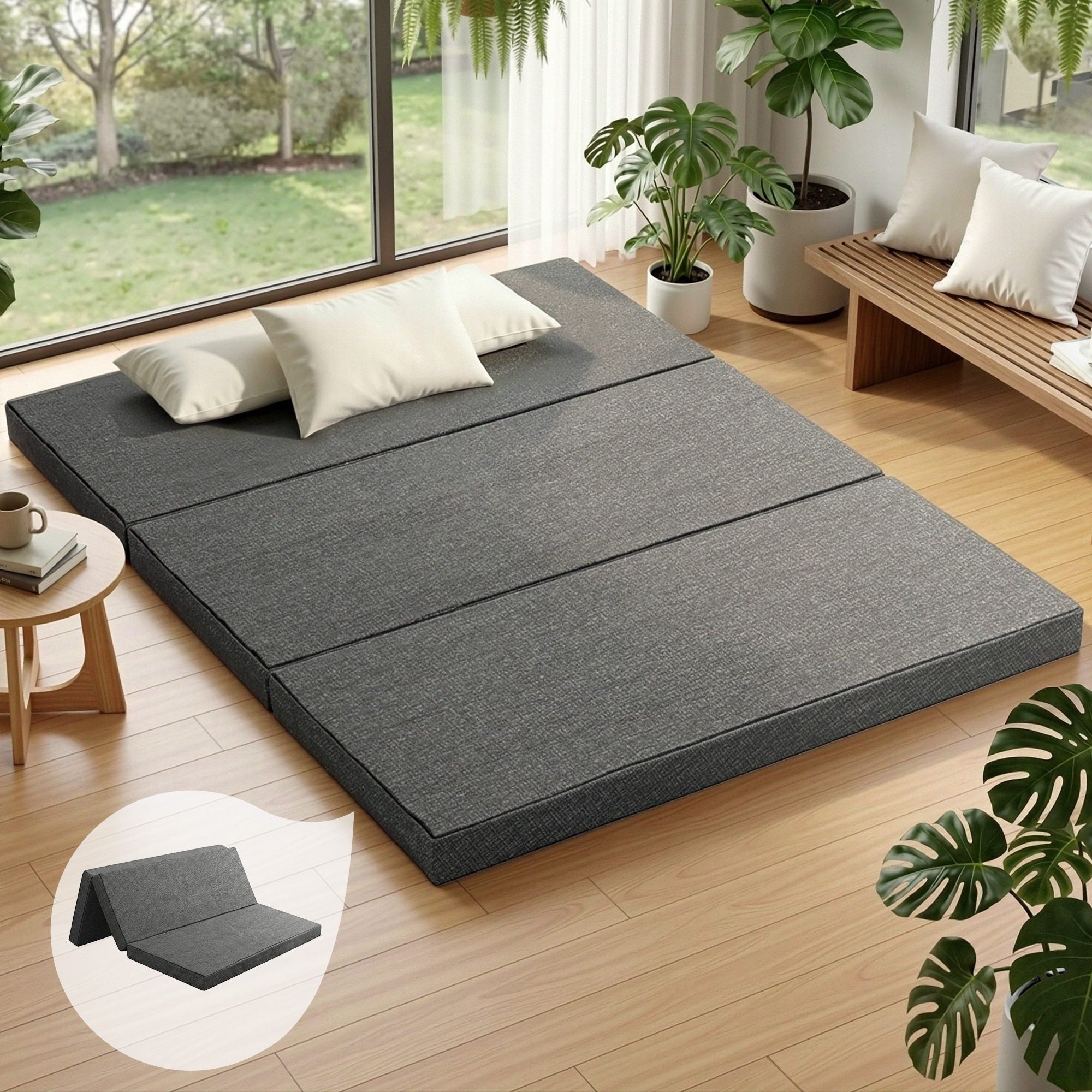 Giselle Bedding Foldable Mattress Folding Foam Queen Grey-Mattress-PEROZ Accessories