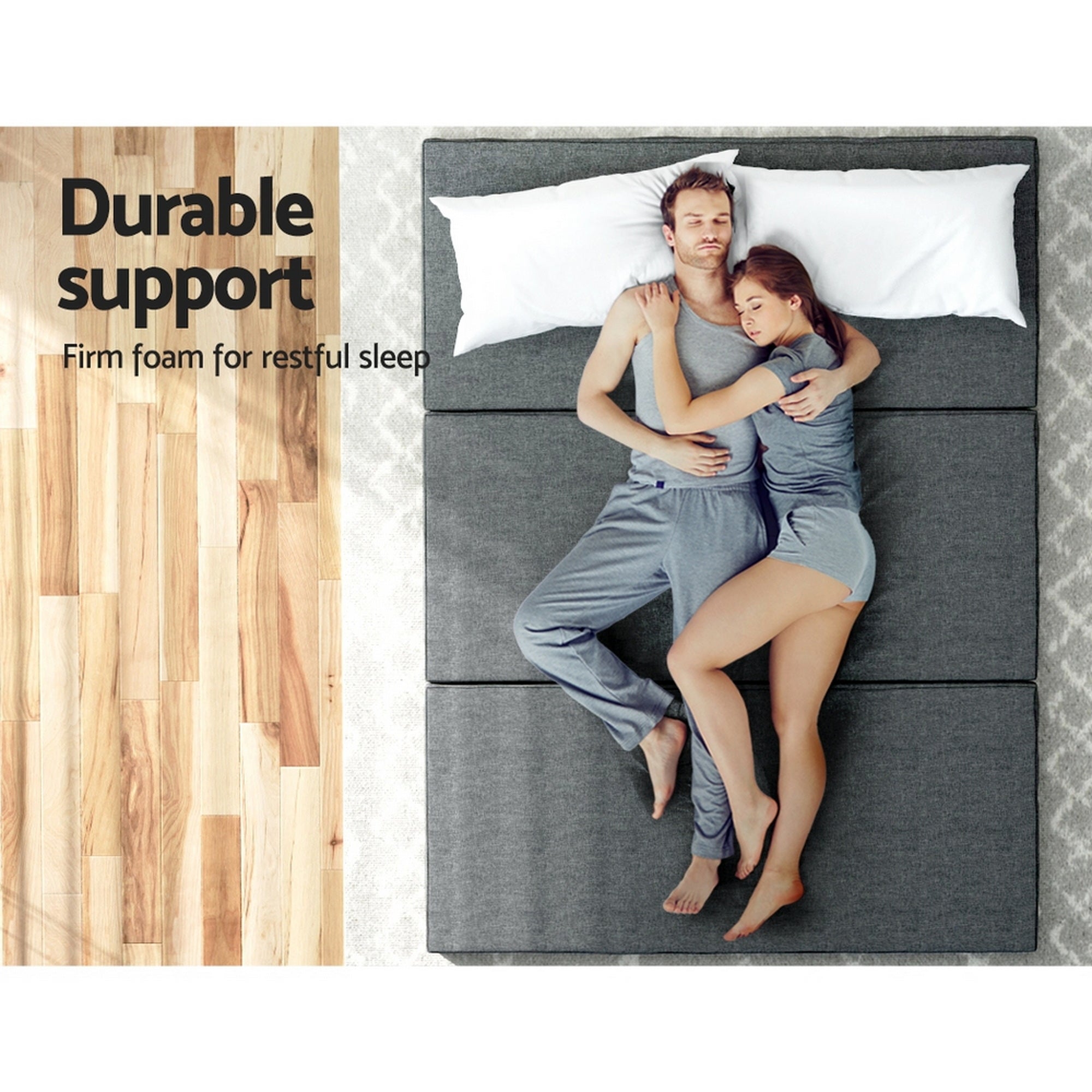 Giselle Bedding Foldable Mattress Folding Foam Queen Grey-Mattress-PEROZ Accessories