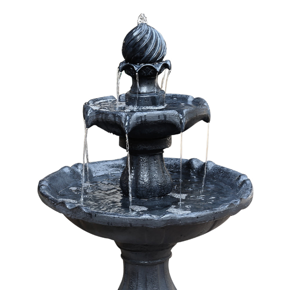 Gardeon Solar Water Feature 3 Tiers Black 93cm-Water Features-PEROZ Accessories