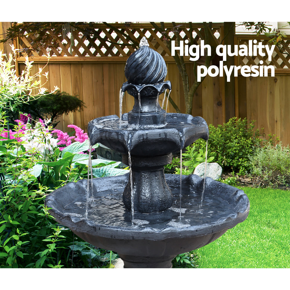 Gardeon Solar Water Feature 3 Tiers Black 93cm-Water Features-PEROZ Accessories