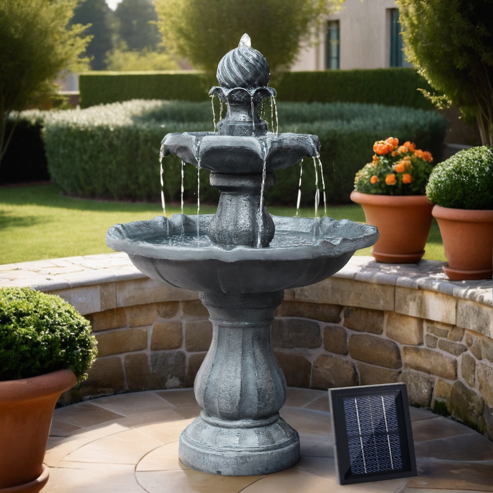 Gardeon Solar Water Feature 3 Tiers Black 93cm-Water Features-PEROZ Accessories